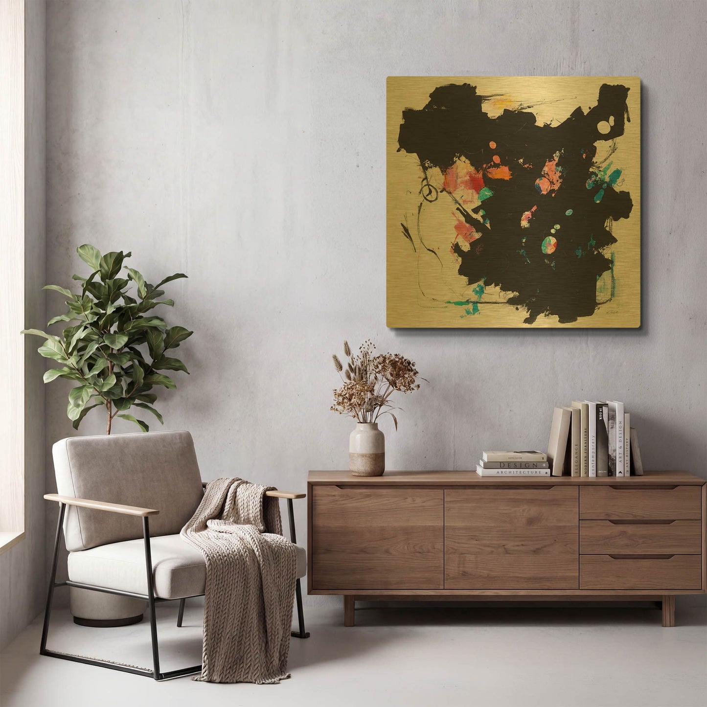 'Abstract Redacted' By Mike Schick Gold Metal Wall Art