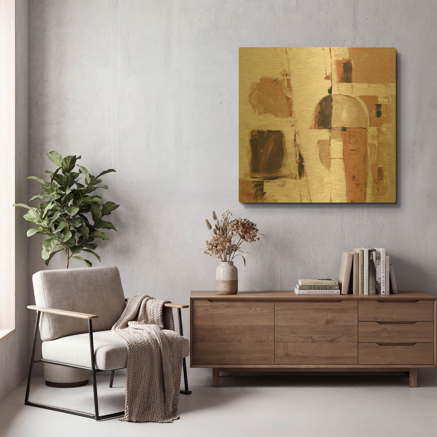 'Down To The Street Warm' By Mike Schick Gold Metal Wall Art