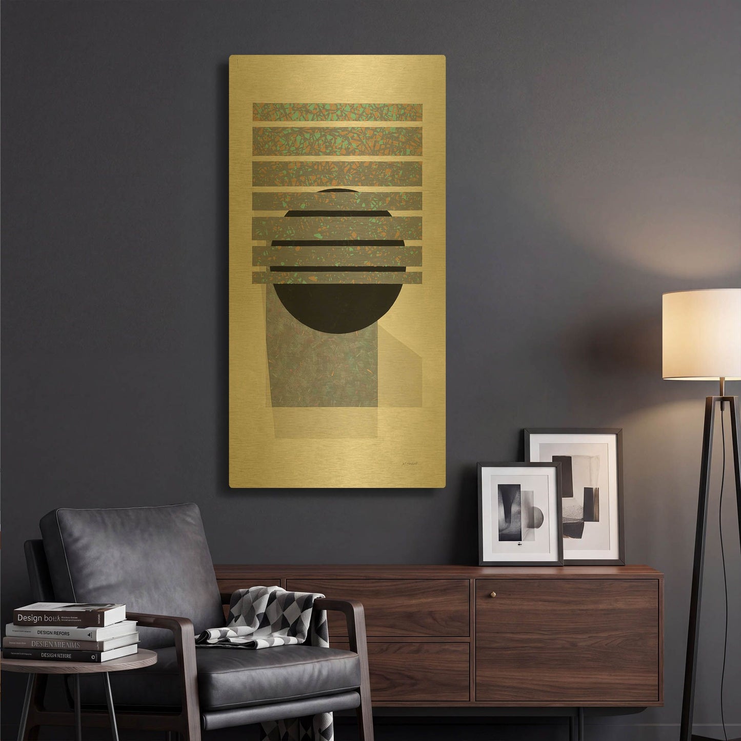 'Full Moon II V2 Panel' By Mike Schick Gold Metal Wall Art