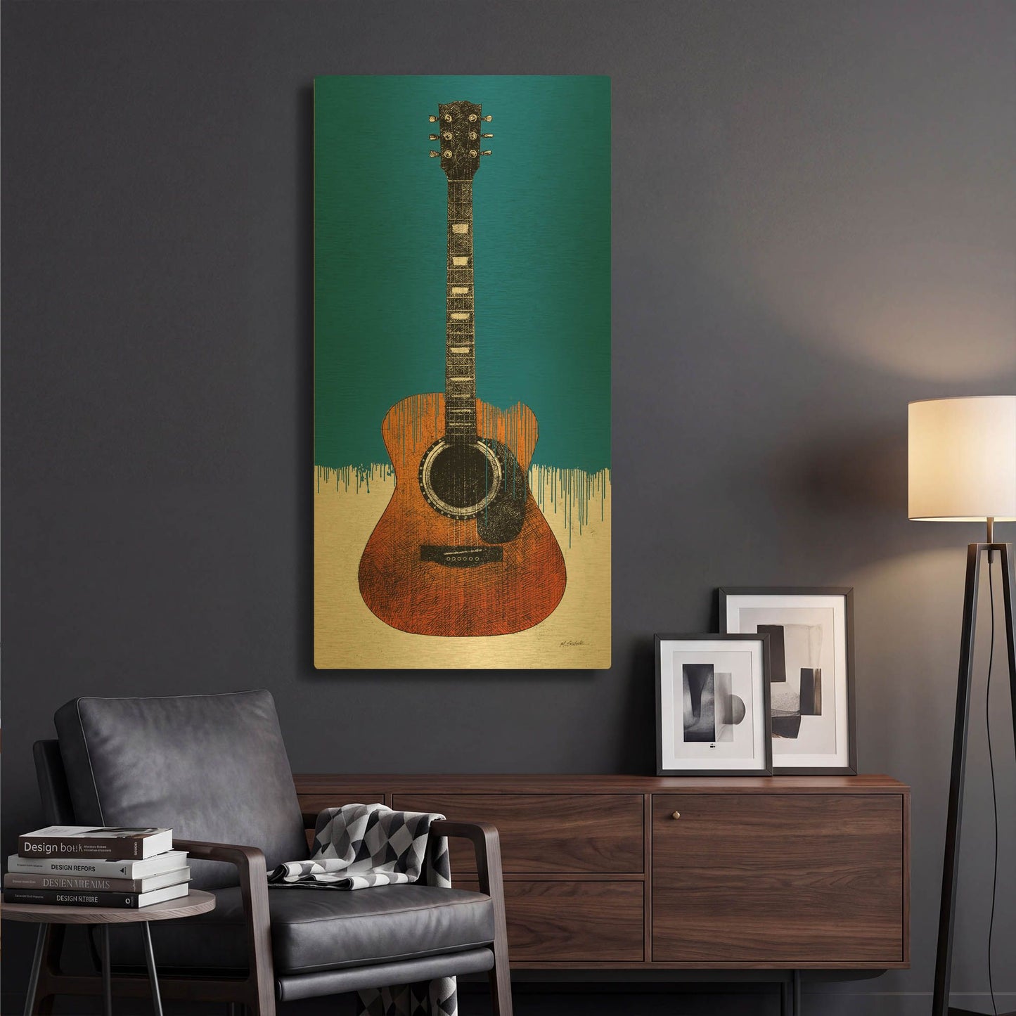 'Garage Band II Paint' By Mike Schick Gold Metal Wall Art