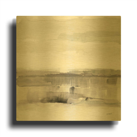 'Influence Of Line And Color Neutral' By Mike Schick Gold Metal Wall Art