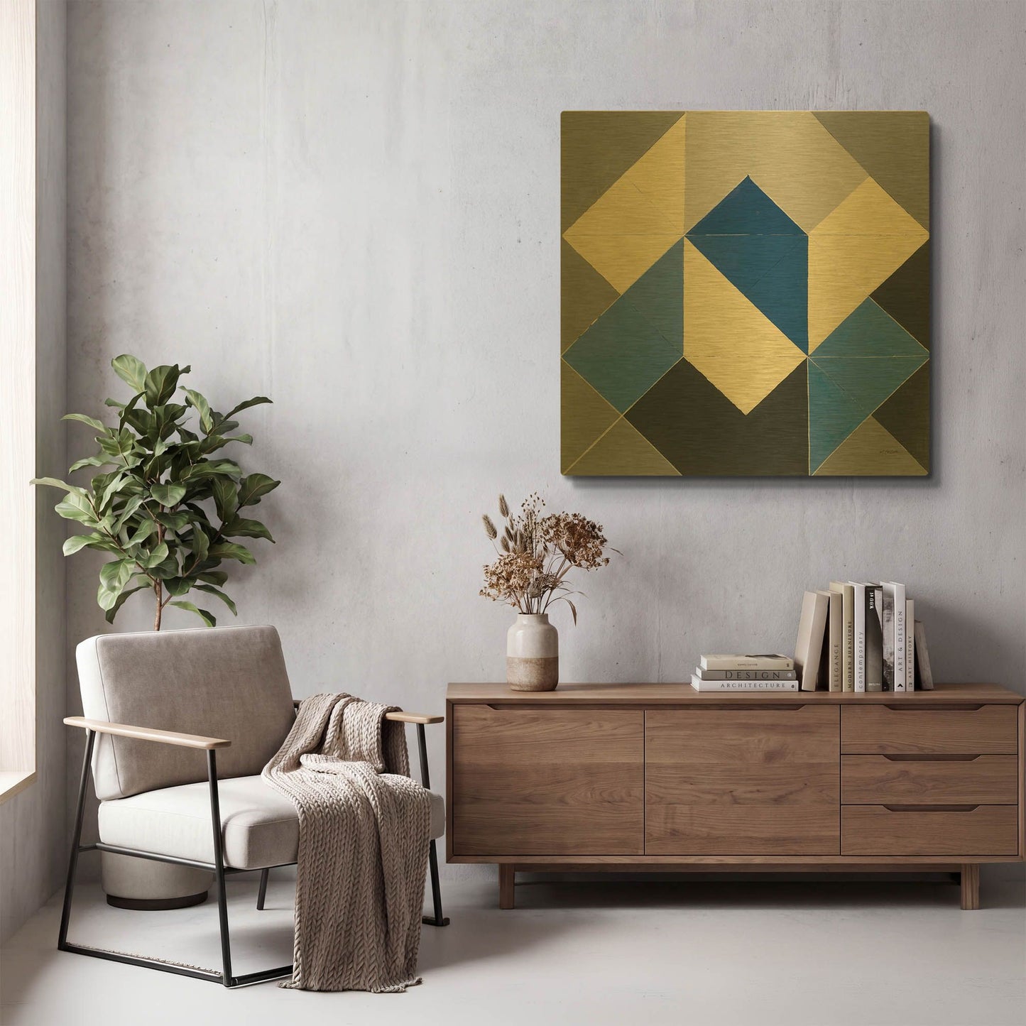 'Triangles IV' By Mike Schick Gold Metal Wall Art