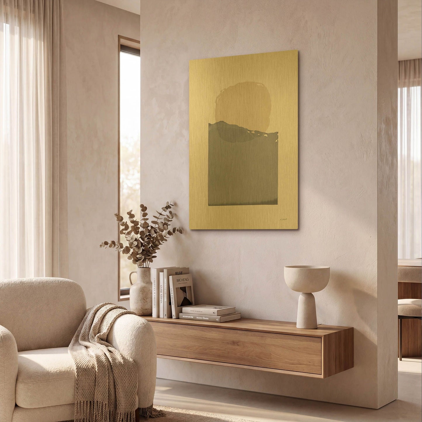 'Buoyant Neutral' By Mike Schick Gold Metal Wall Art