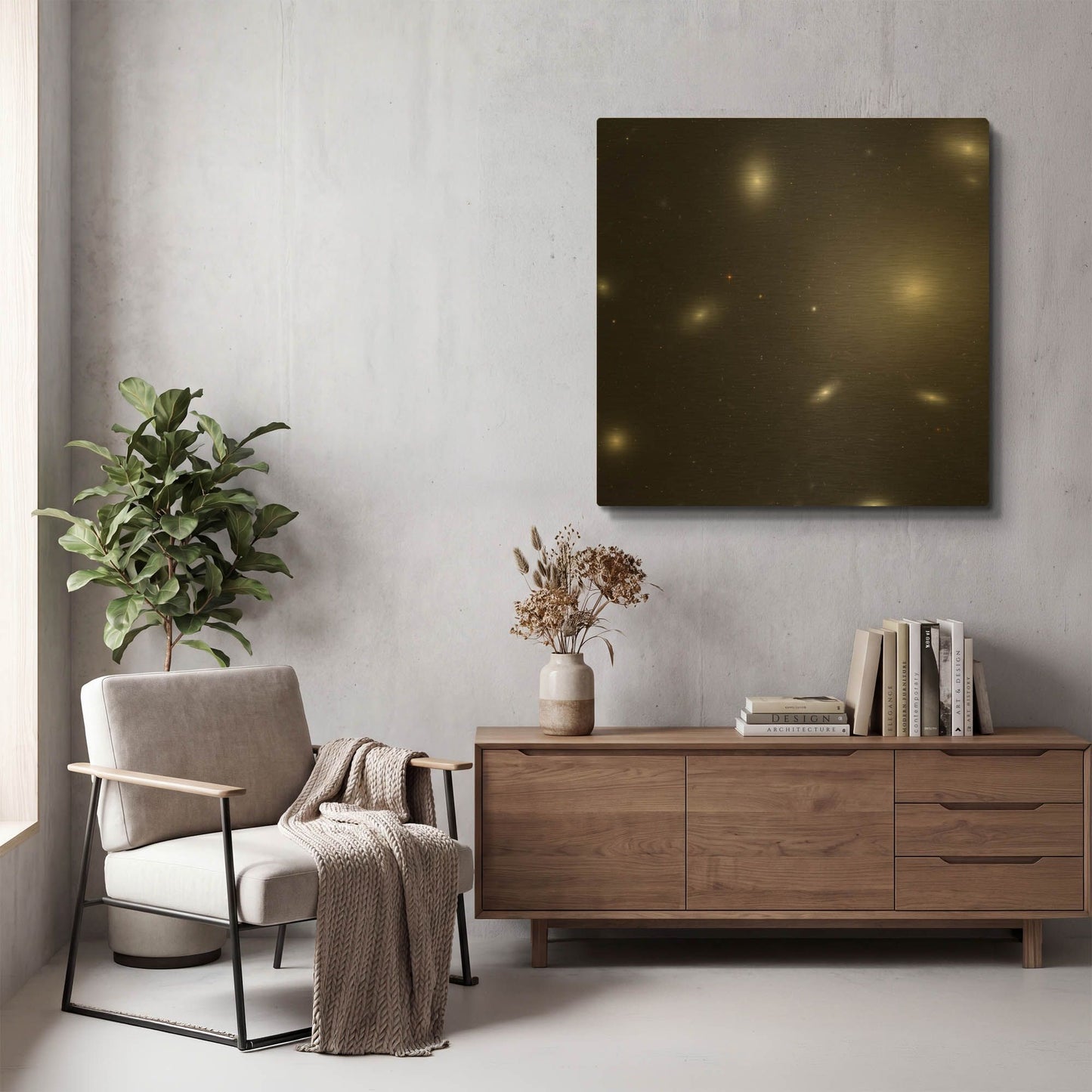 'NGC 4874' By NASA Space Photos Gold Metal Wall Art