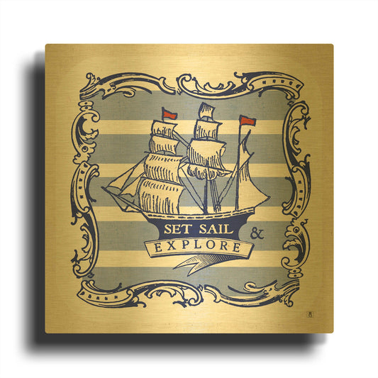'On The Coast Border II' By Studio Mousseau Gold Metal Wall Art