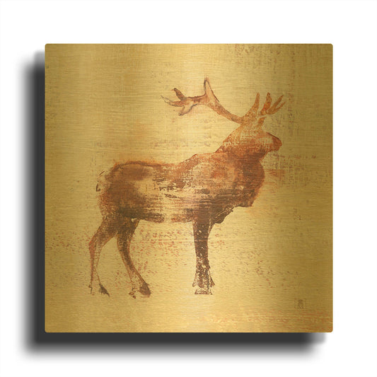 'Elk Study v2' By Studio Mousseau Gold Metal Wall Art