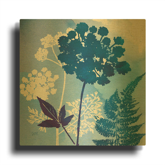 'Blue Sky Garden IV' By Studio Mousseau Gold Metal Wall Art