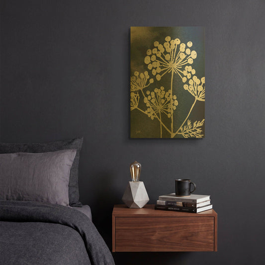 'Dark Blue Sky Garden I' By Studio Mousseau Gold Metal Wall Art