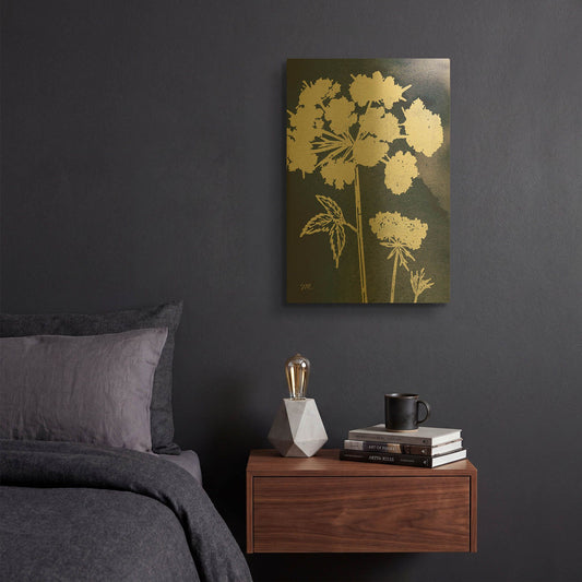 'Dark Blue Sky Garden III' By Studio Mousseau Gold Metal Wall Art