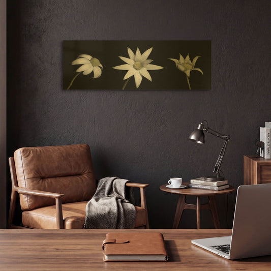 'Flannel Flower Trio' By Elise Catterall Gold Metal Wall Art