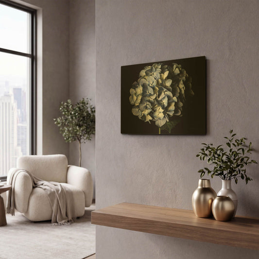'Pale Blue Hydrangea' By Elise Catterall Gold Metal Wall Art