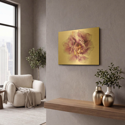 'Purple Double Open' By Elise Catterall Gold Metal Wall Art