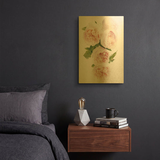 'David Austin Cascade' By Elise Catterall Gold Metal Wall Art