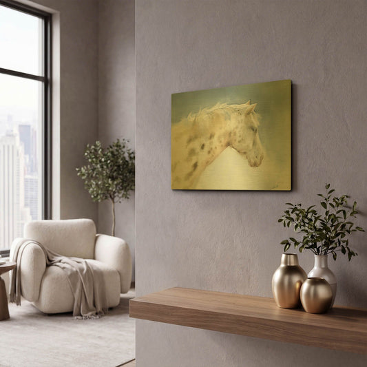 'Dapple Gray Horse' By Katrina Pete Gold Metal Wall Art