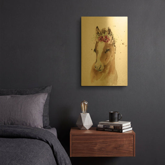 'Floral Pony' By Katrina Pete Gold Metal Wall Art