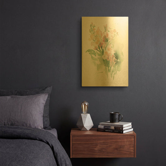 'Vibrant Blooms I' By Katrina Pete Gold Metal Wall Art