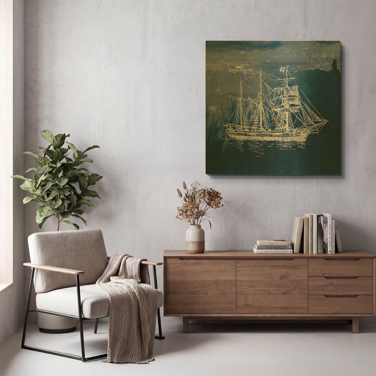 'Sailing Ships III Indigo' By Wild Apple Portfolio Gold Metal Wall Art