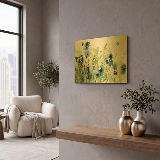 'Wild Meadow Flowers' By Katrina Pete Gold Metal Wall Art
