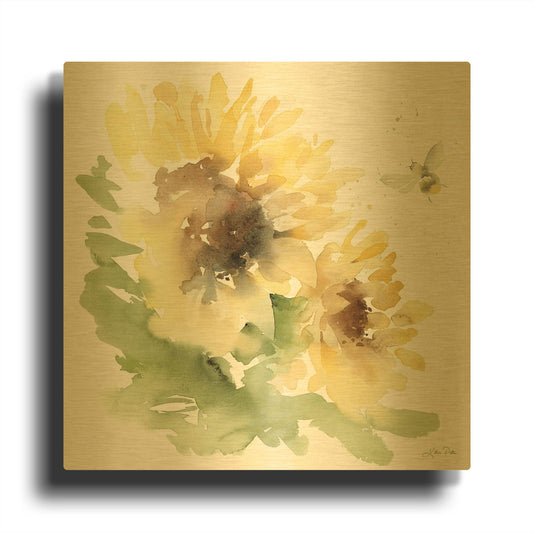 'Sunflower Meadow II' By Katrina Pete Gold Metal Wall Art