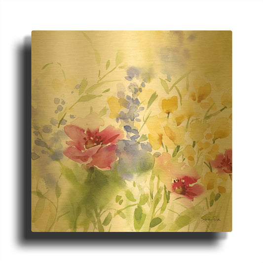 'Spring Meadow I' By Katrina Pete Gold Metal Wall Art