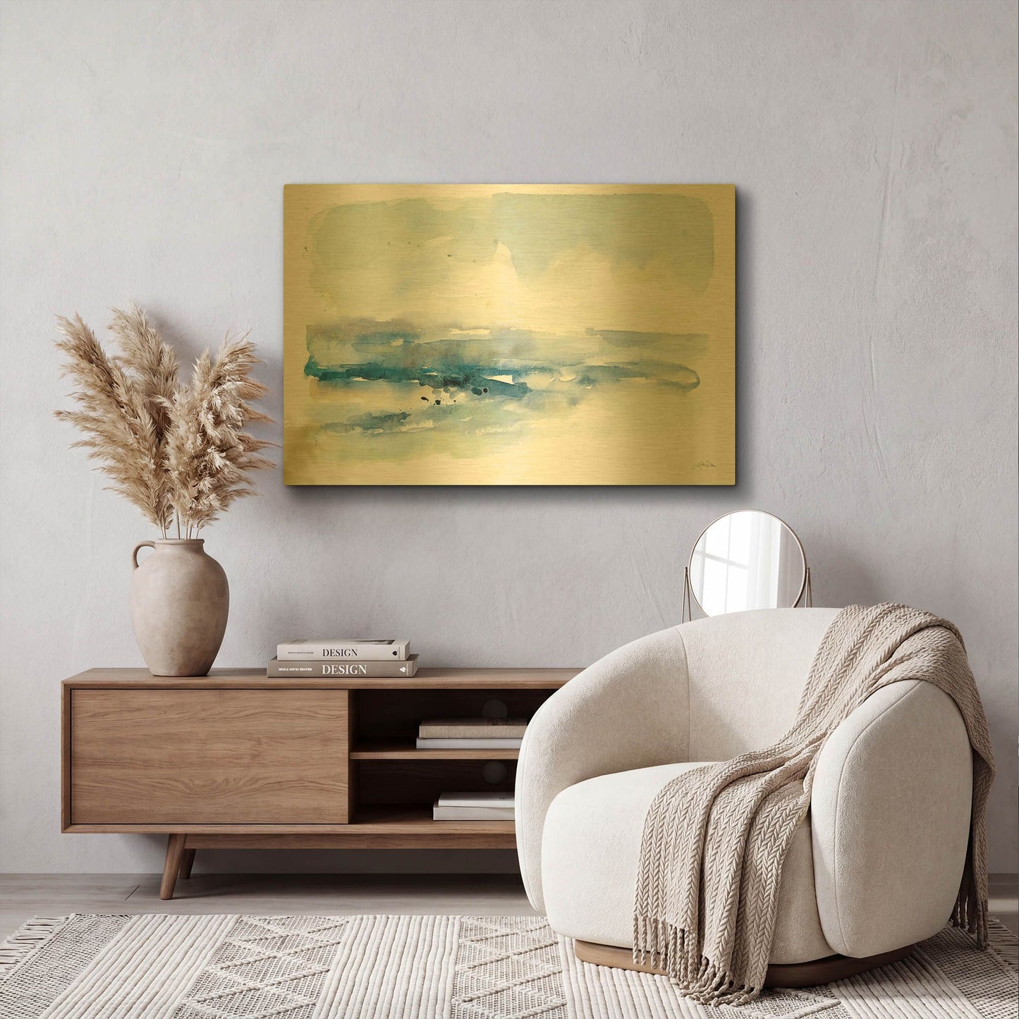 'Shoreline Blues I' By Katrina Pete Gold Metal Wall Art