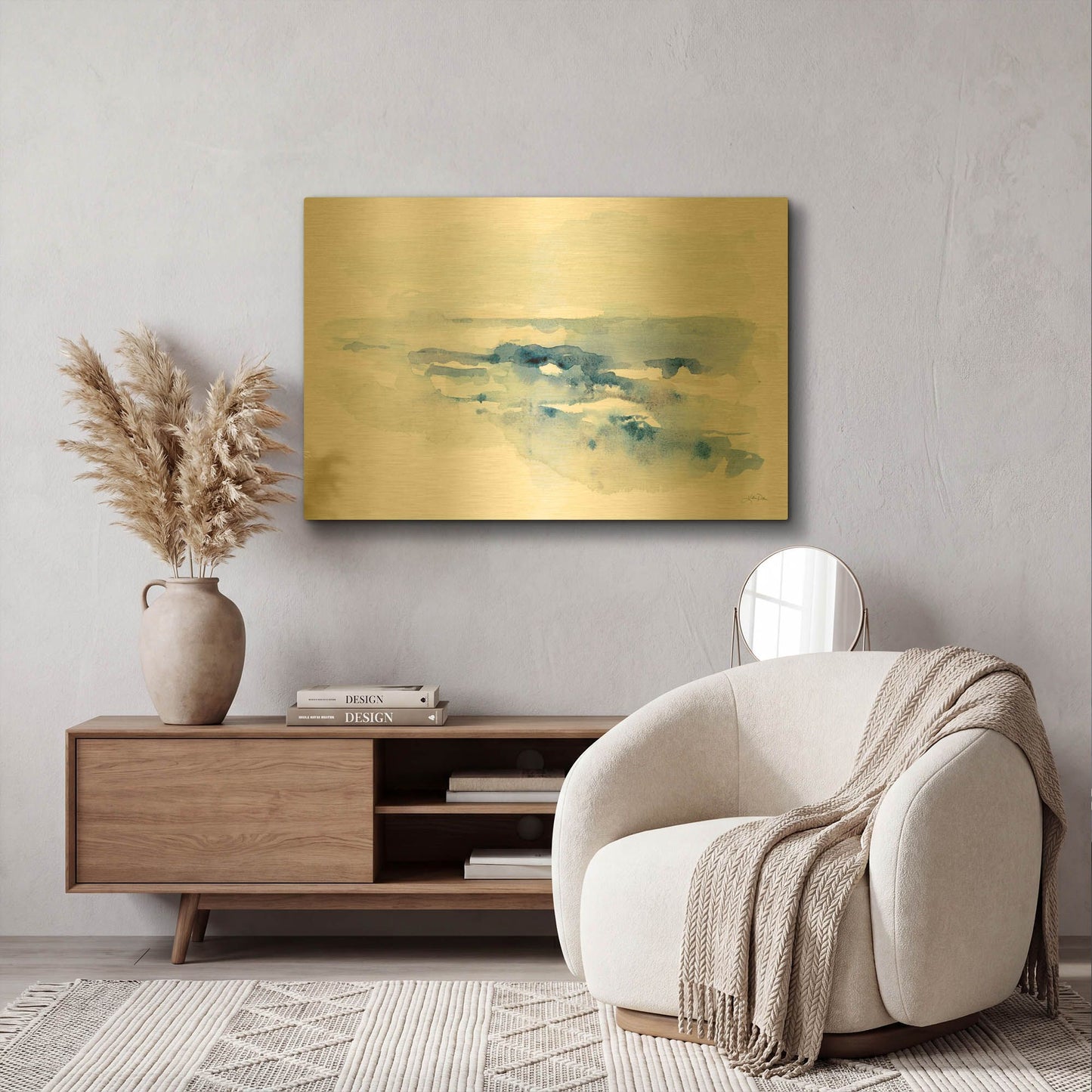 'Shoreline Blues II' By Katrina Pete Gold Metal Wall Art