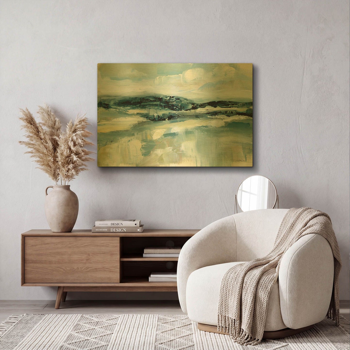 'Clouds at Hilltop' By Katrina Pete Gold Metal Wall Art