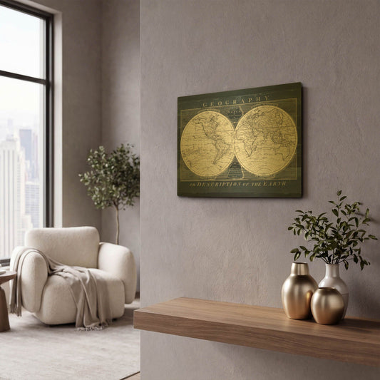 'Old World Globe' By Wild Apple Portfolio Gold Metal Wall Art