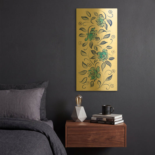 'Peacock Garden X' By Miranda Thomas Gold Metal Wall Art