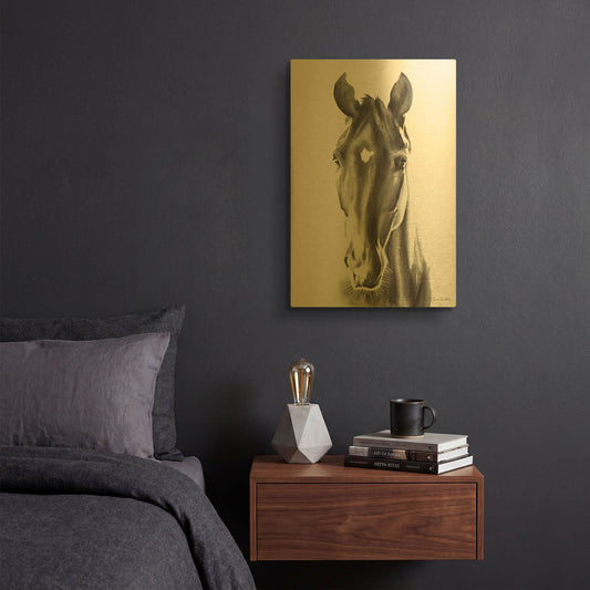 'Le Cheval Noir' By Alan Majchrowicz Gold Metal Wall Art