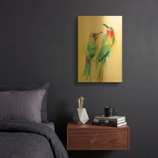 'Tropical Birds' By Alan Majchrowicz Gold Metal Wall Art