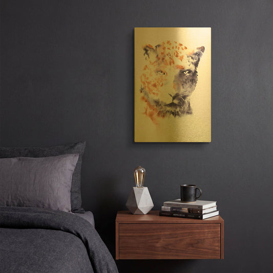 'Cheetah Neutral' By Alan Majchrowicz Gold Metal Wall Art