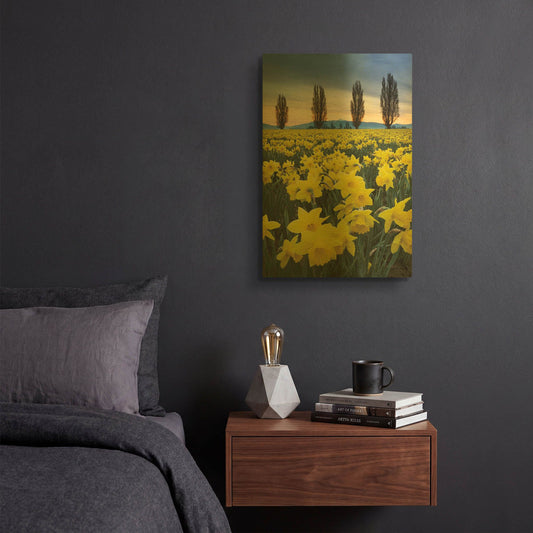 'Skagit Valley Daffodils I' By Alan Majchrowicz Gold Metal Wall Art