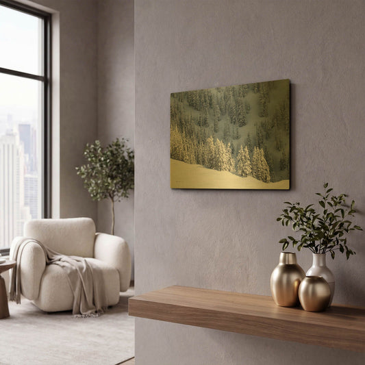 'North Cascades in Winter III' By Alan Majchrowicz Gold Metal Wall Art
