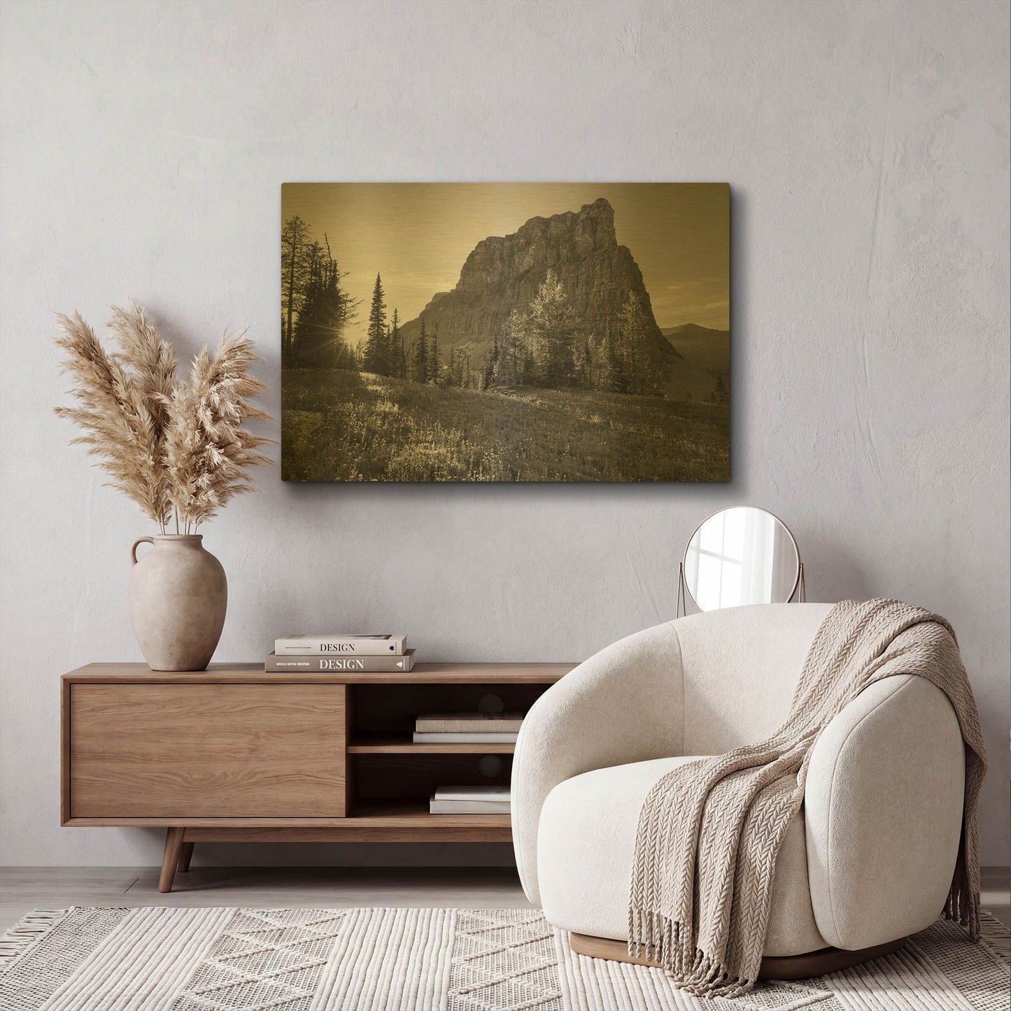 'Boulder Pass Glacier National Park BW' By Alan Majchrowicz Gold Metal Wall Art