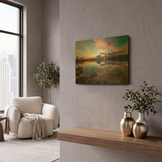 'Everglades' By Edin Chavez Gold Metal Wall Art