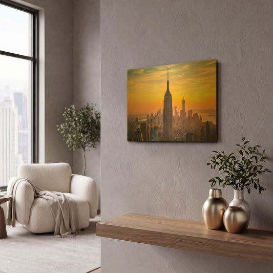 'Yellow Empire' By Edin Chavez Gold Metal Wall Art