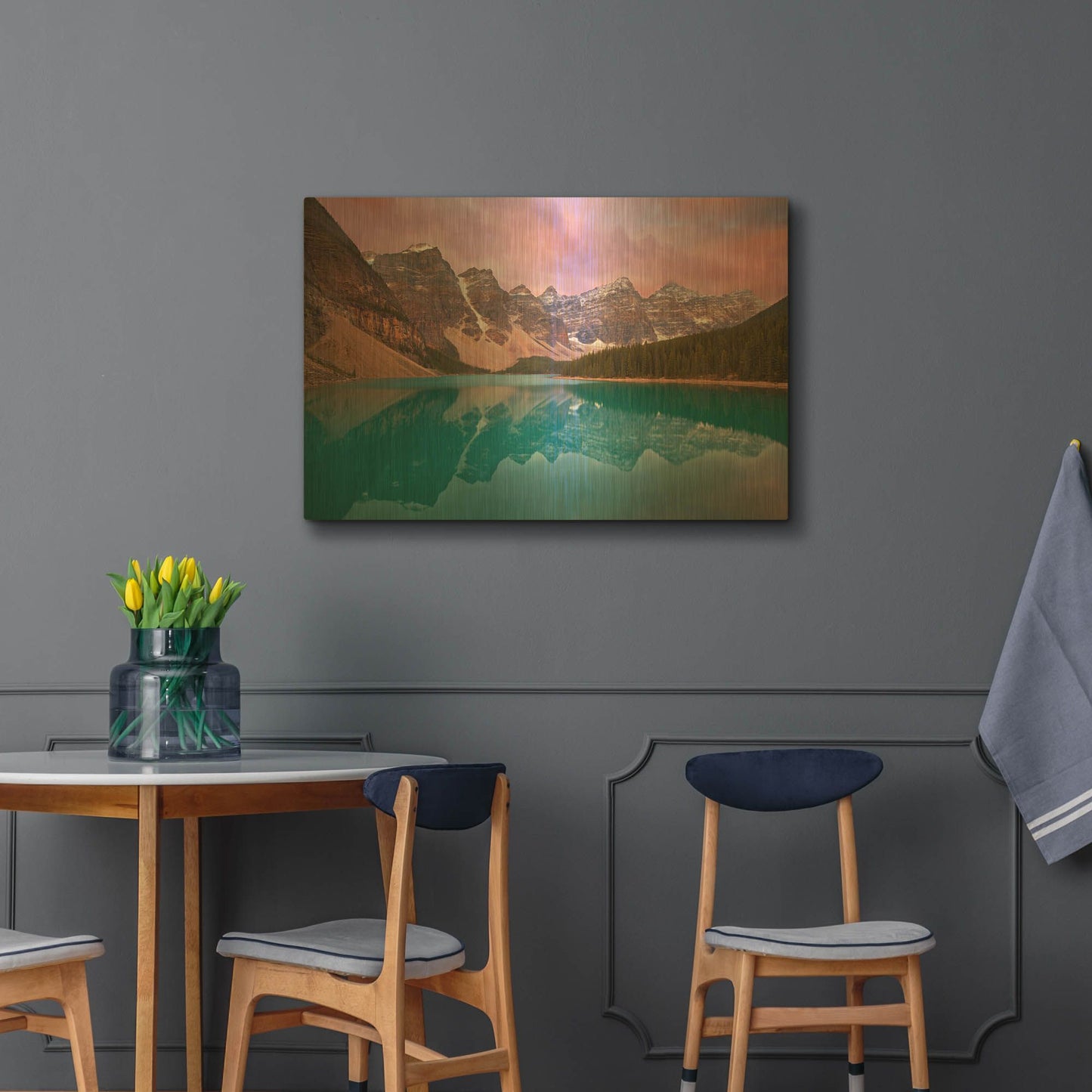'Morain Lake' By Jesse Estes Gold Metal Wall Art