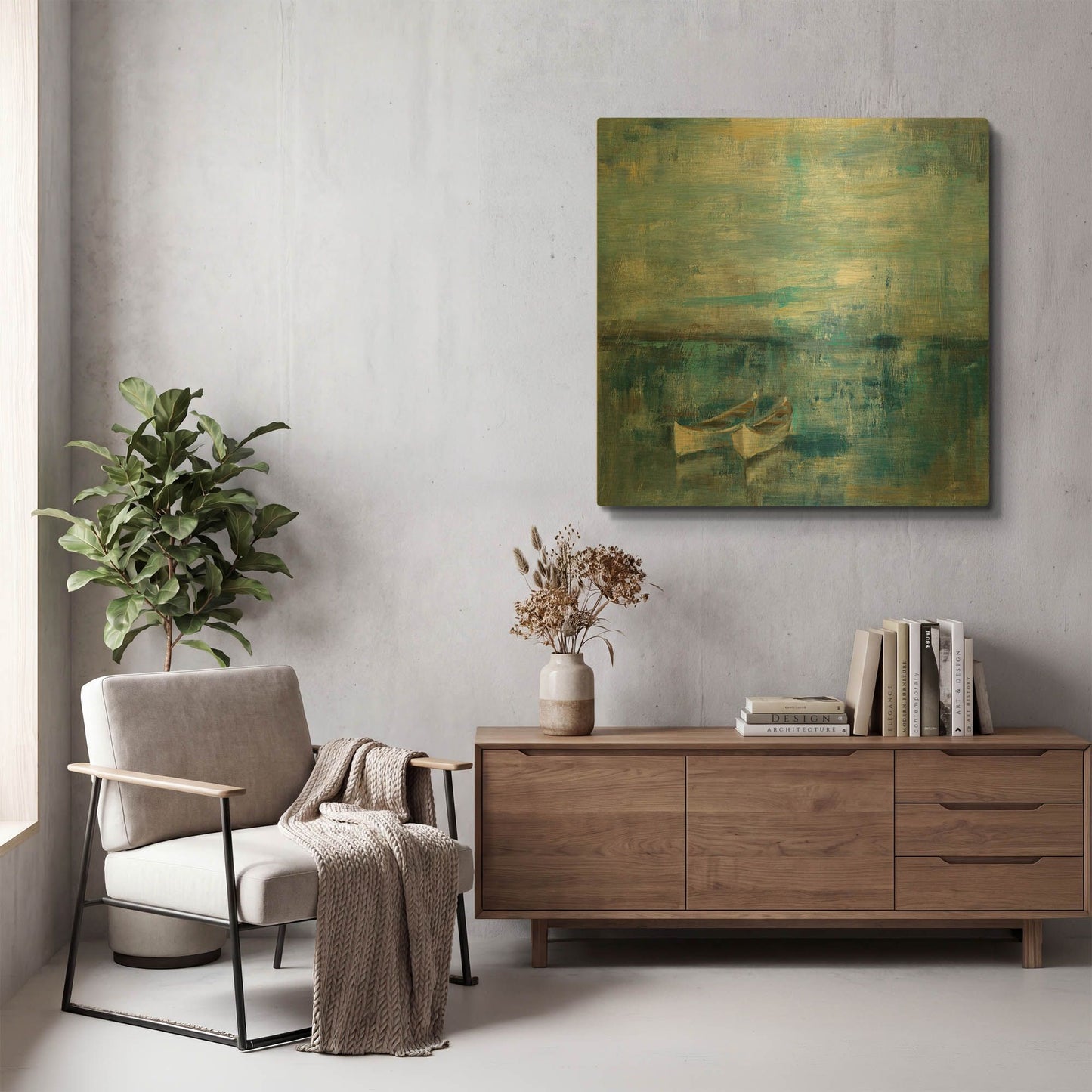 'Two Boats' By Silvia Vassileva Gold Metal Wall Art