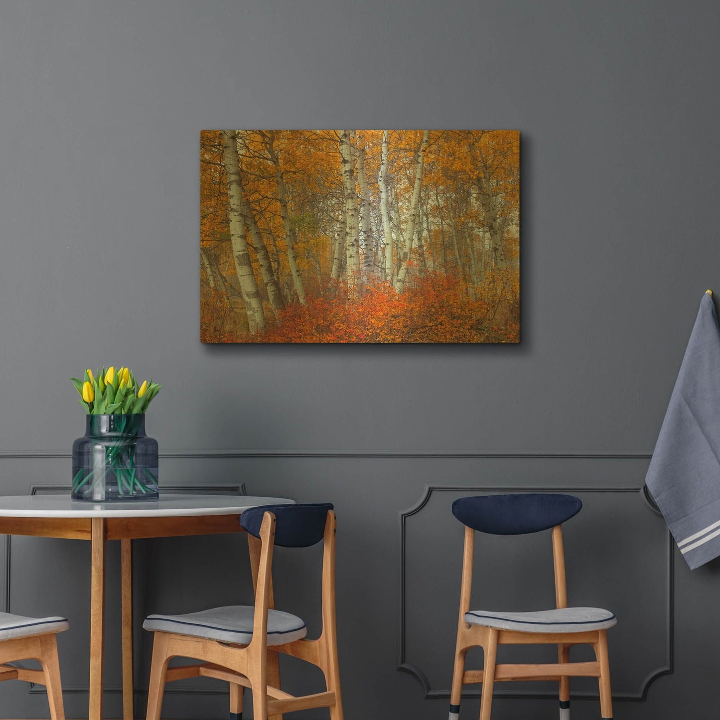 'Morning Aspens' By Jesse Estes Gold Metal Wall Art