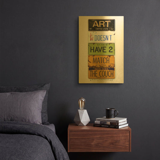 'Pennington Couch' By Gregory Constantine Gold Metal Wall Art