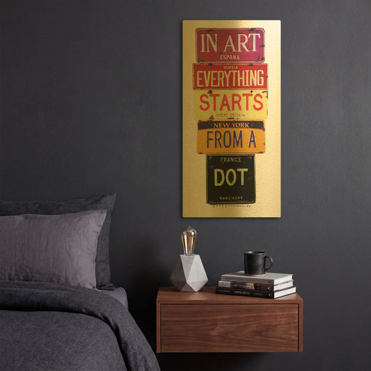 'Kandinsky Dot' By Gregory Constantine Gold Metal Wall Art