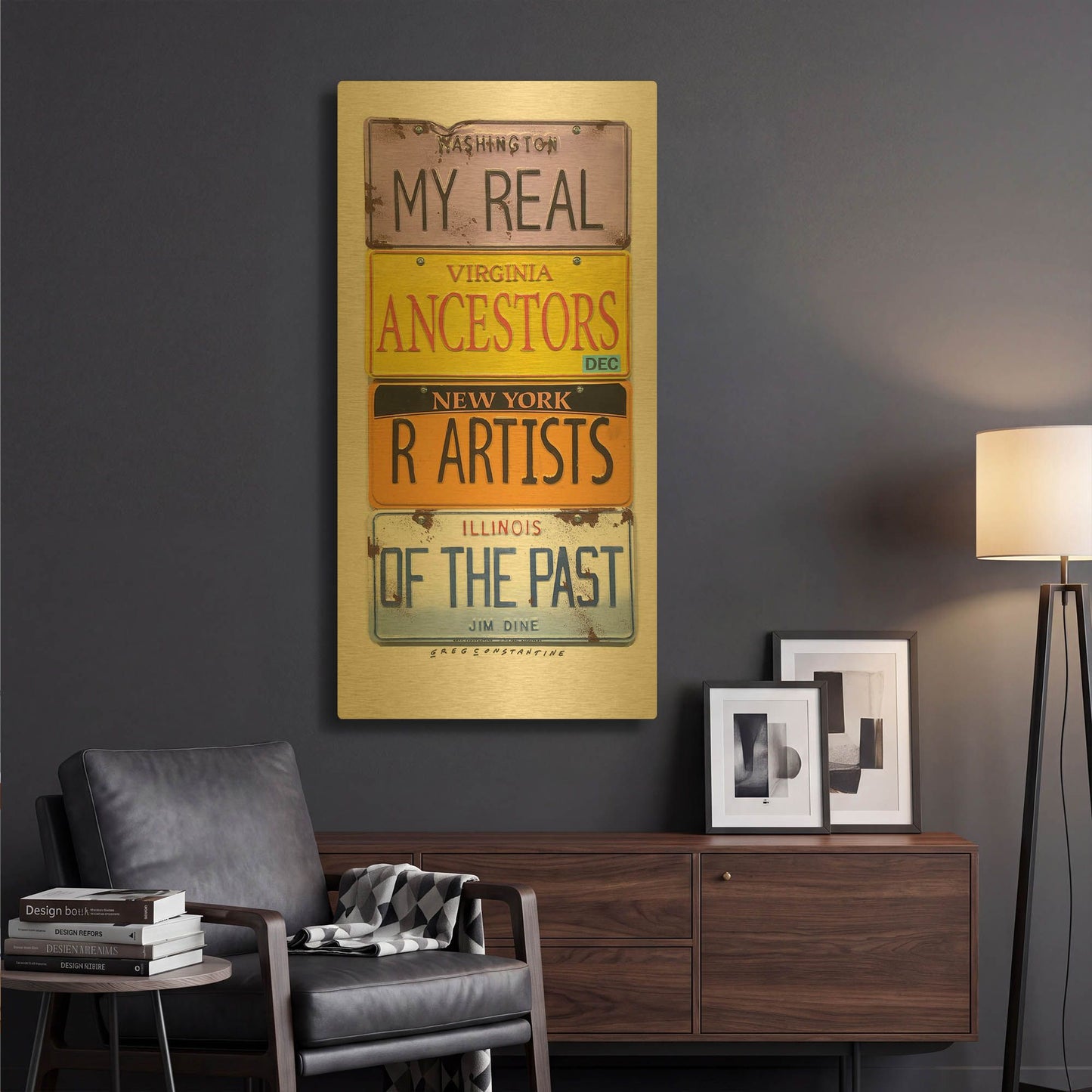 'Dine Real Ancestors' By Gregory Constantine Gold Metal Wall Art