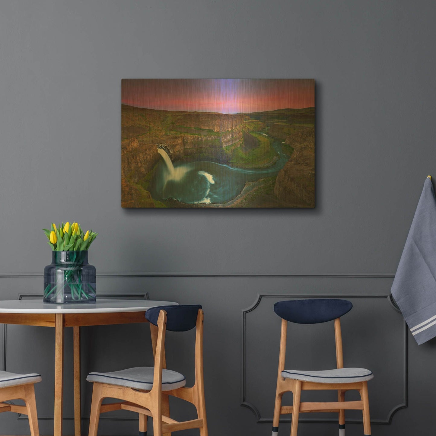 'Palouse Falls' By Jesse Estes Gold Metal Wall Art