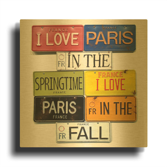 'I Love Paris' By Gregory Constantine Gold Metal Wall Art
