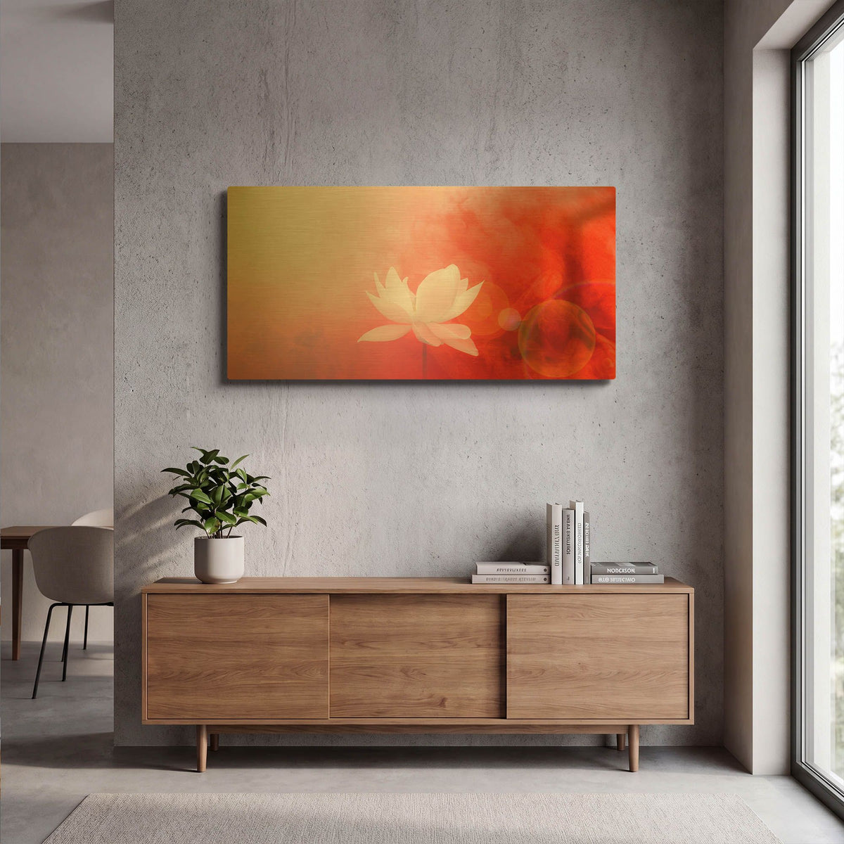 'Lotus in Flames' By Bahman Farzad Gold Metal Wall Art