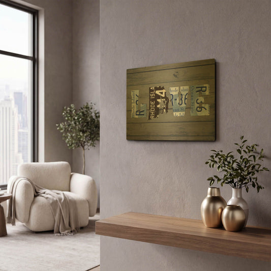 'RI State Love' By Design Turnpike Gold Metal Wall Art