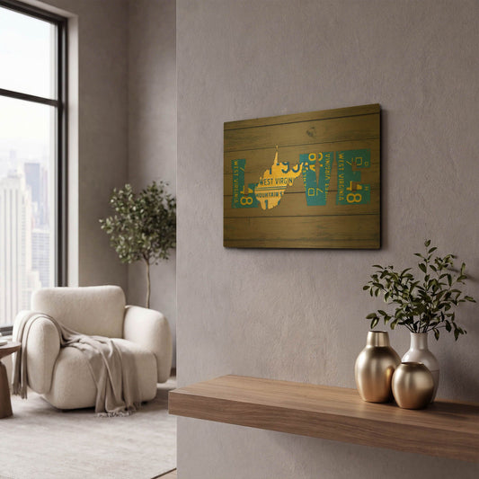 'WV State Love' By Design Turnpike Gold Metal Wall Art