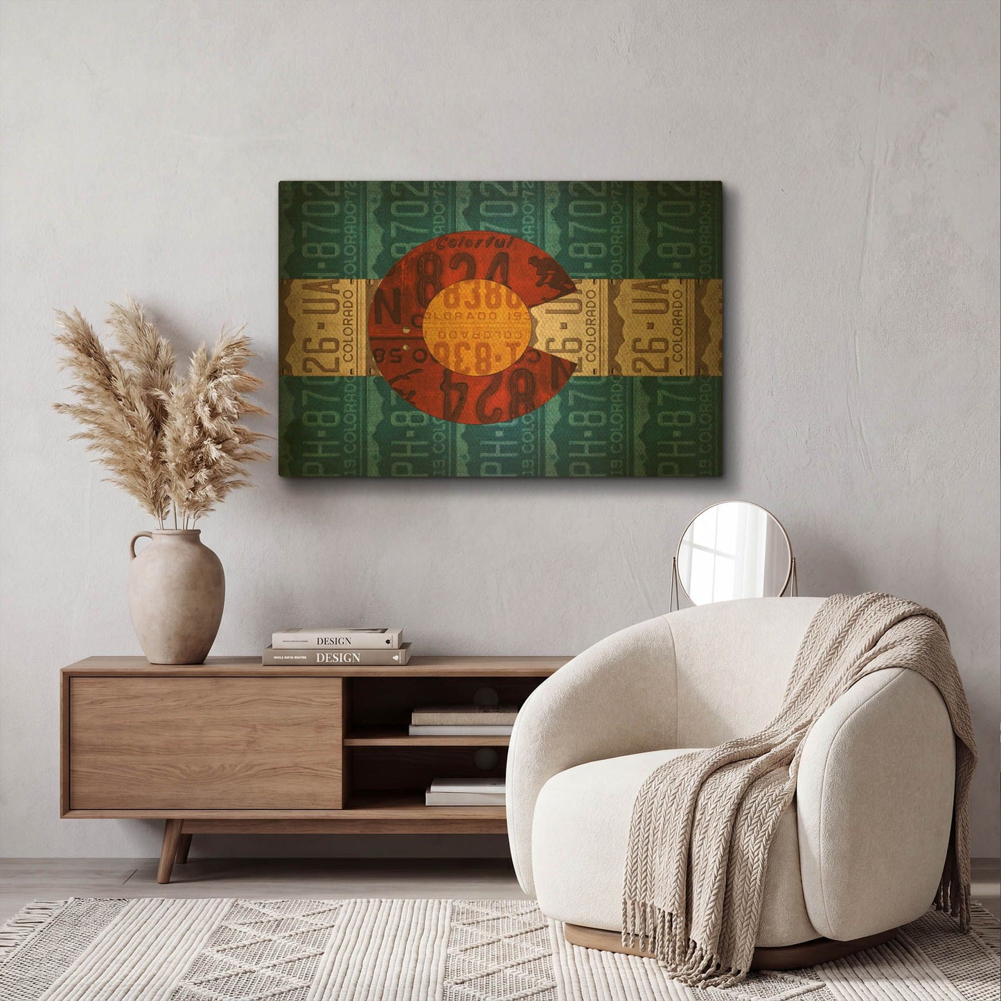 'Colorado State Flag License Plates' By Design Turnpike Gold Metal Wall Art