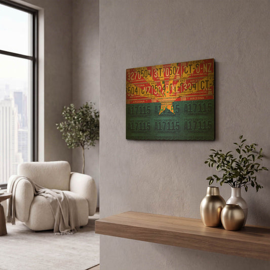 'Arizona State Flag License Plates' By Design Turnpike Gold Metal Wall Art